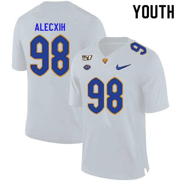 2019 Youth #98 Chas Alecxih Pitt Panthers College Football Jerseys Sale-White
